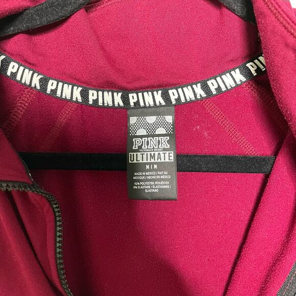 Pink Victoria’s Secret Ultimate Sweater Logo 1/2 Zip Mock Neck Athletic Pink M - Picture 5 of 11